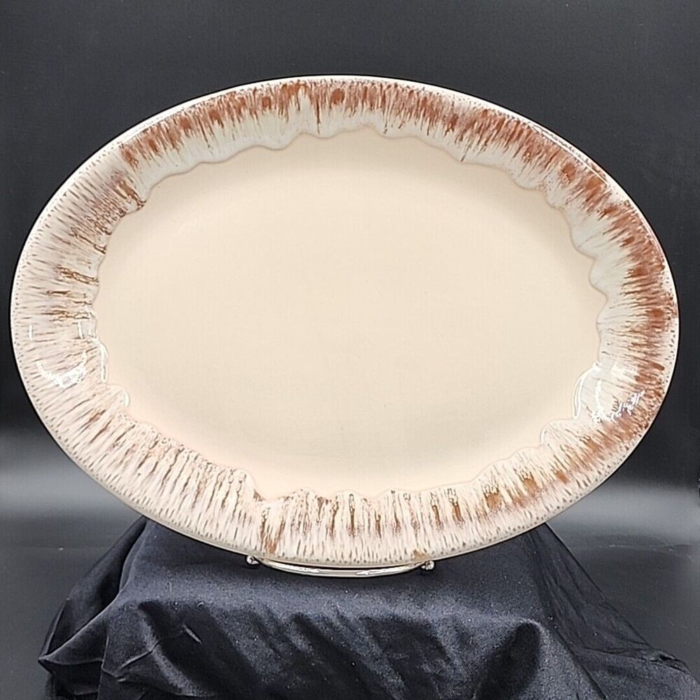 Vernon Kilns California Shadows Oval Serving Platter Pink brown 13.5" x10"